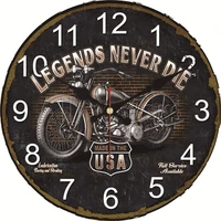 motorcycle wall art wall clock garage sign motorbike vintage sports race large silent round wooden clock old route 66 home watch