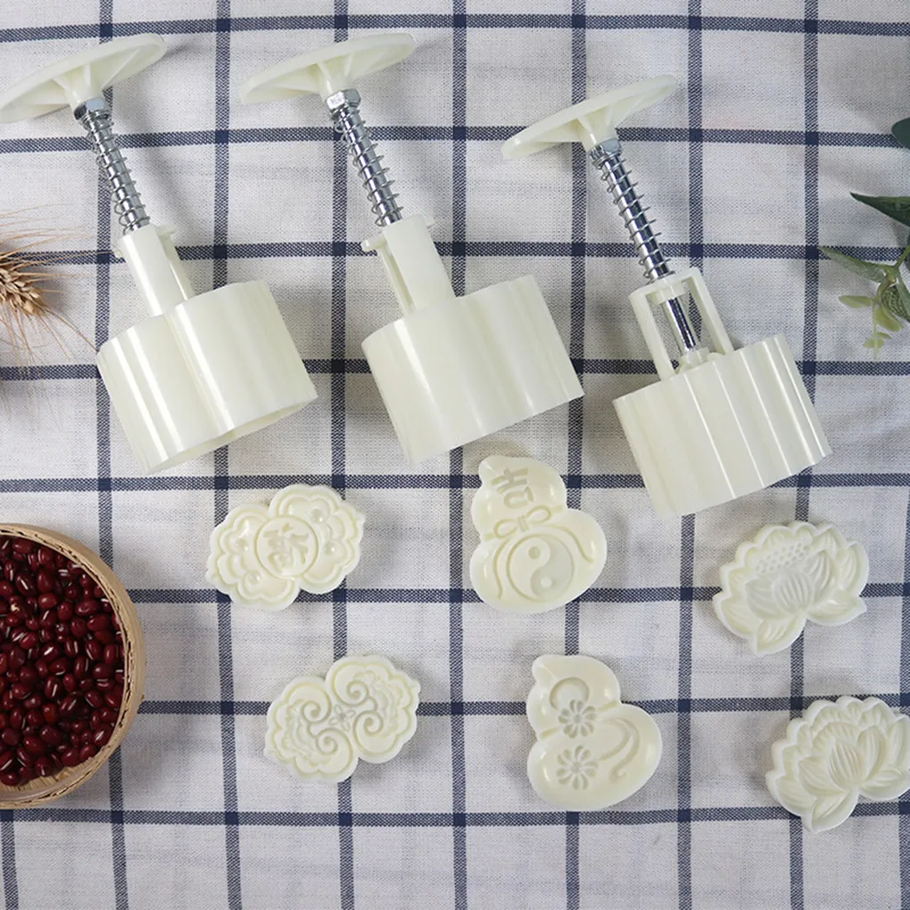 Mooncake плесень цветок середины осени фестиваль Ручной пресс луна торт резак формы набор июля#10