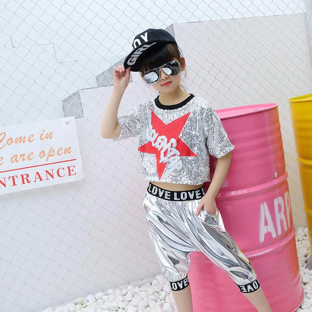 Бальный костюм для девочек расшитый блестками в современном стиле джазового