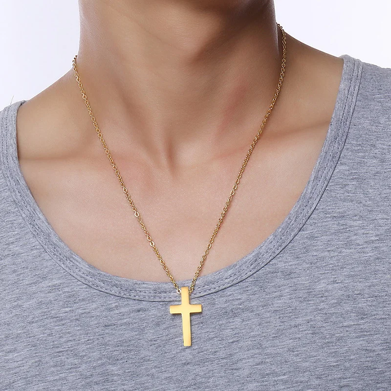 New Christian Cross Pendant For Men Women Crucifix Male Eternal Church Cruz Religion Necklace 20&quot Chain | Украшения и