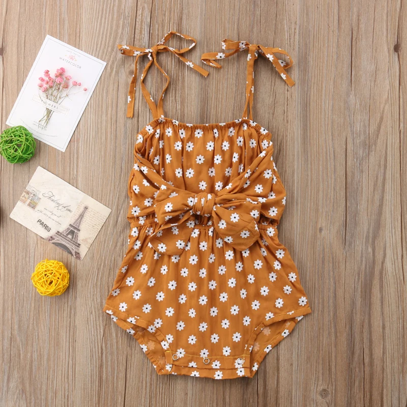 FOCUSNORM New Fashion Newborn Toddler Baby Girl Bowknot Floral Romper Jumpsuit Outfit Clothes | Детская одежда и обувь