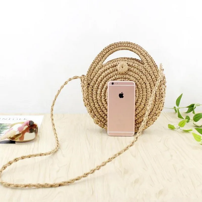 Летние пляжные сумки соломенные на плечо Повседневное мини Crossbody Кошелек ручной