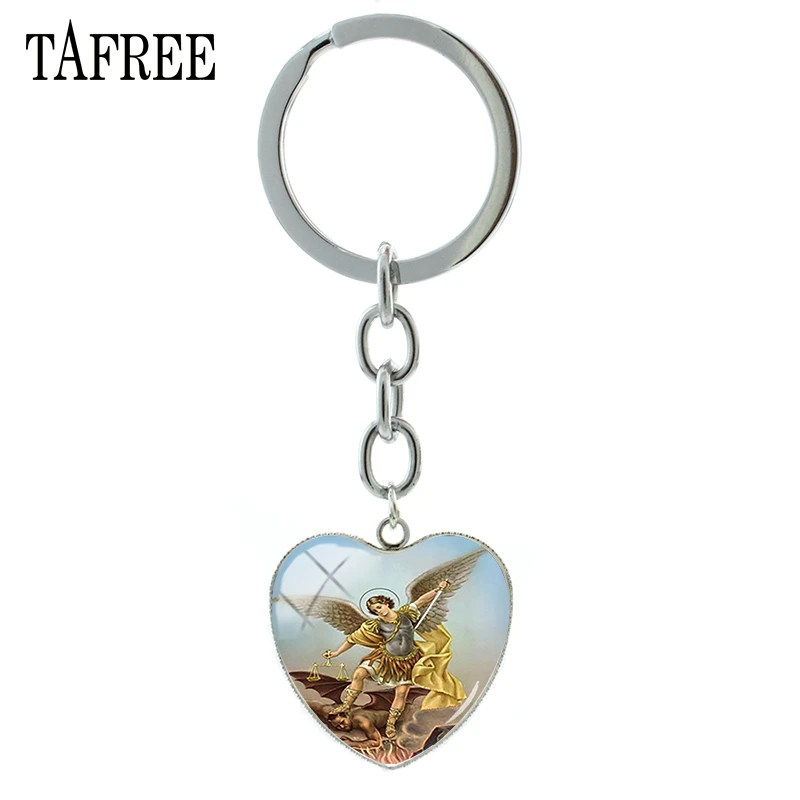 TAFREE новый брелок в форме сердца святого Михаила Модный Стильный Стеклянный