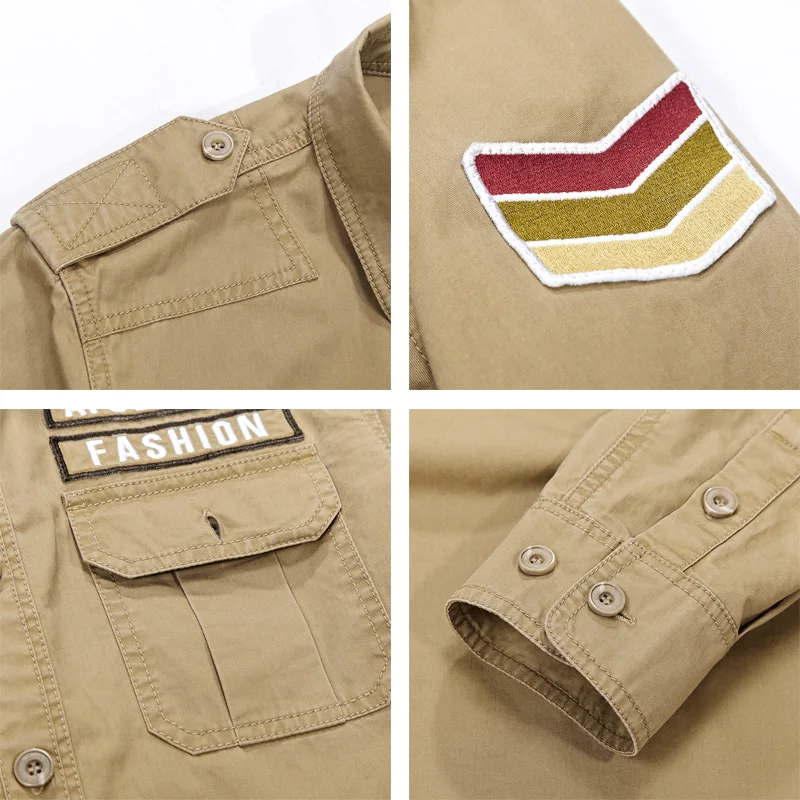 Men 100% Cotton Military Shirts Long Sleeve Casual High Quality Brand Fashion Aviation Luxury Resist Wear Loose Dress | Мужская одежда