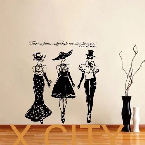Женская мода шоу Коко Цитата Наклейка на стену виниловая наклейка