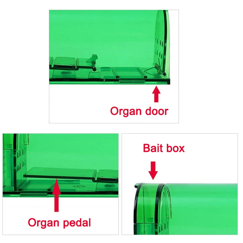 

2 Pcs Green Plastic Durable Mousetraps Live Catch and Release Smart No Killing Reusable Mousetraps SDF-SHIP