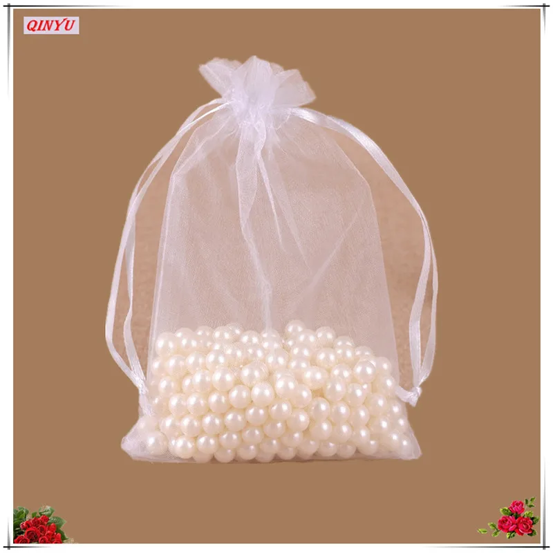 25 шт., 20x30, 25x35, 30x40, 35x50 см, тюлевые сумки из органзы, прозрачные Упаковочные сумки, свадебные подарочные мешки для конфет, товары для свадебной вечеринки 6Z - Цвет: White