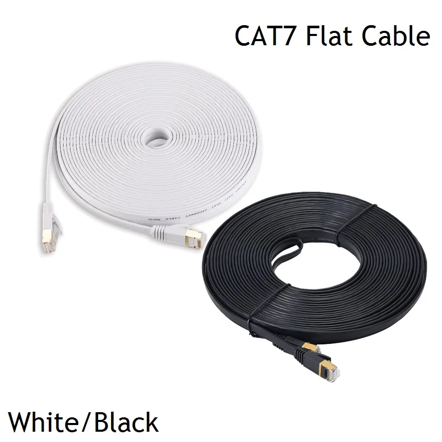 50ft 100ft черный белый CAT7 прямой сетевой кабель 15 м 30 LAN SSTP Lan Кабель CAT 7 патч-корд