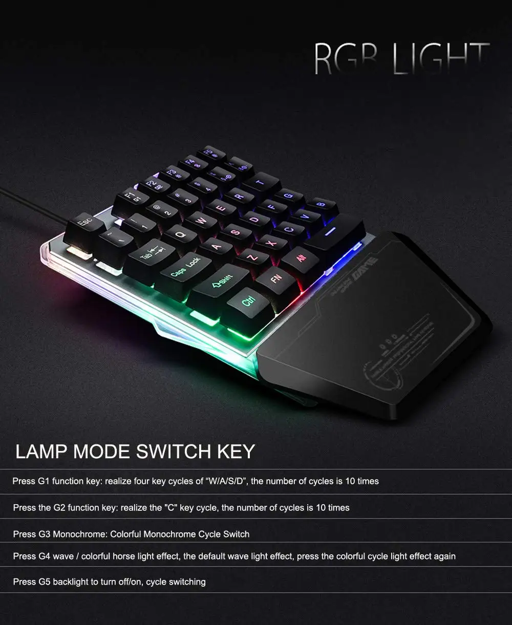 Игровая клавиатура с радужной RGB подсветкой металлический Поплавковый колпачок
