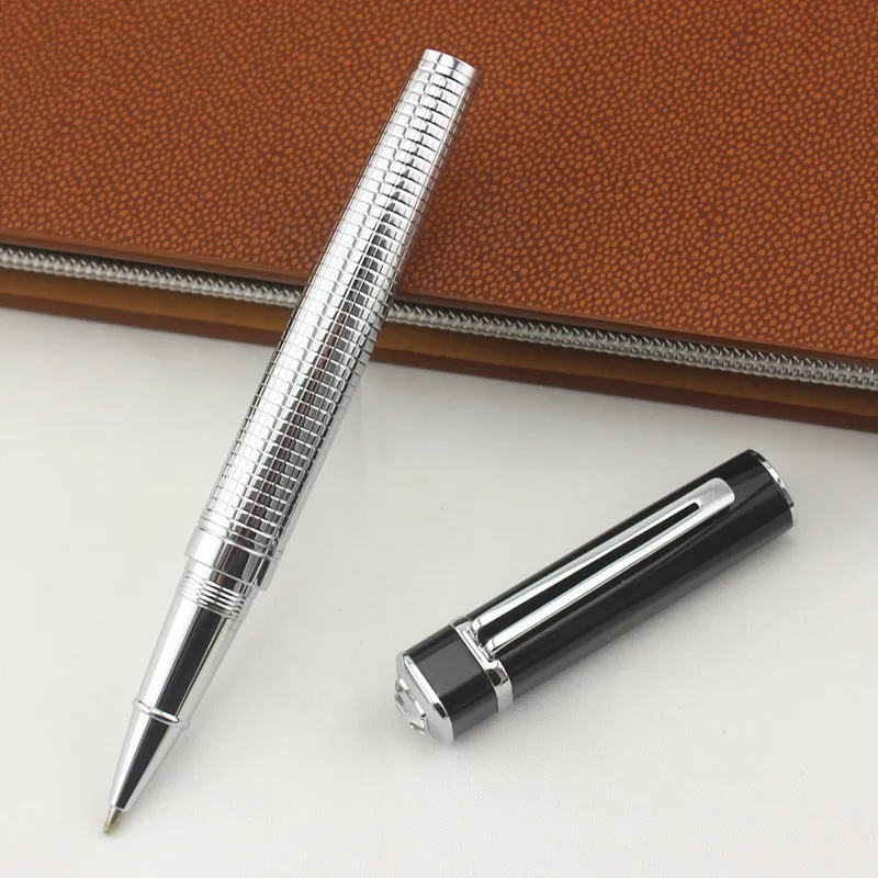 

High Quality Luxury Silver Optional colour Ballpoint Pen Brass Caneta Copper diamond Writing Office Stationery Roller ball pen
