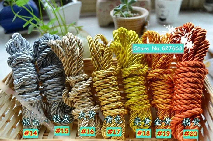 Трехслойная витая веревка 5 мм для украшения сумок многоцветная