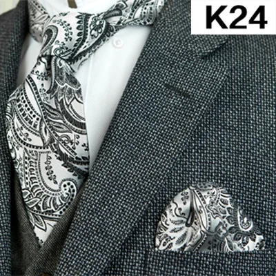 K24set В полоску, в клетку, в горошек, с цветочным узором из мужских галстуков галстуки галстук комплекты платок носовой платок шелковый галстук из жаккардовой ткани - Цвет: K24set