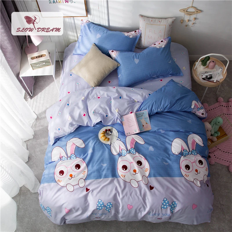 Комплект постельного белья с рисунком из мультфильма медленная мечта голубое
