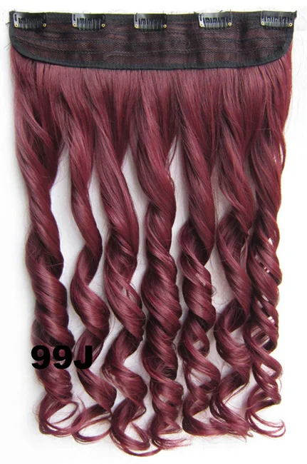 GS888 Color 99J Girlshow, 5 клипов, синтетические волосы для наращивания, волнистые, женский парик, волосы шиньон-хвост, 87 цветов, 130 г, 60 см, 1 шт - Цвет: GS888 Color 99J