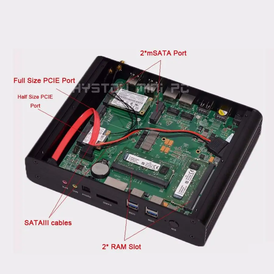 Hystou Intel Core i7 5500U Мини ПК Windows 10 Dual LAN HDMI Безвентиляторный Компьютер 2 RAM Слот HDMI|mini pc