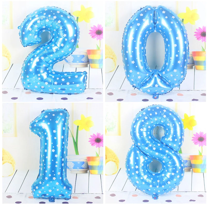 32inch number Ballon figures Gold Silver big wedding happy Birthday foil balloons festive decoration large balloon Party | Дом и сад