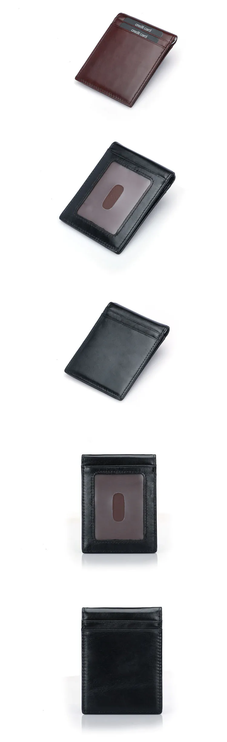 Weduoduo Top Quality Wallet Men Money Clip Mini Wallets Male Vintage Style Brown Black Purse Genunie Leather business wallet