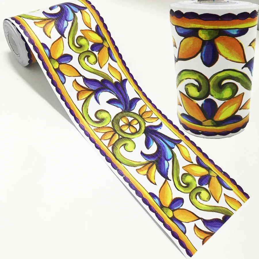 Самоклеящаяся Настенная Наклейка с тотемным цветком 10 м талия линия обои границы