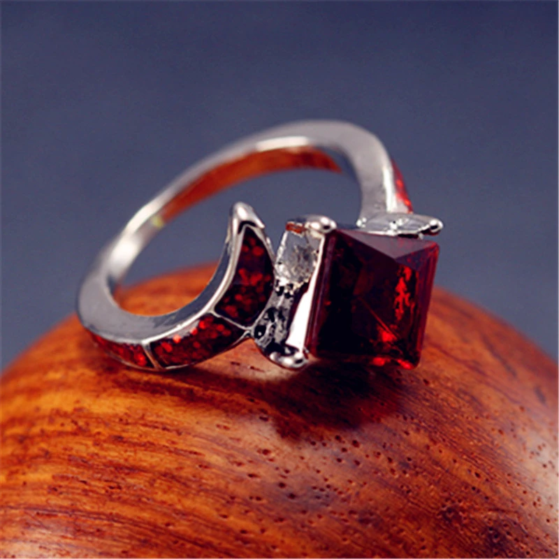 Женское кольцо с опалом WALER свадебное искусственным красным камнем | Украшения и