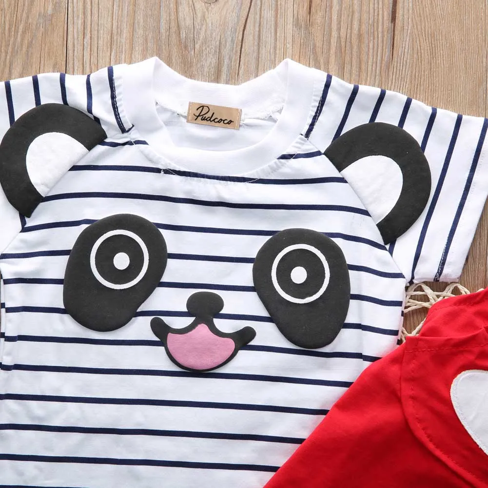 Одежда для новорожденных мальчиков и девочек с милой пандой 2 предмета от 0 до 24