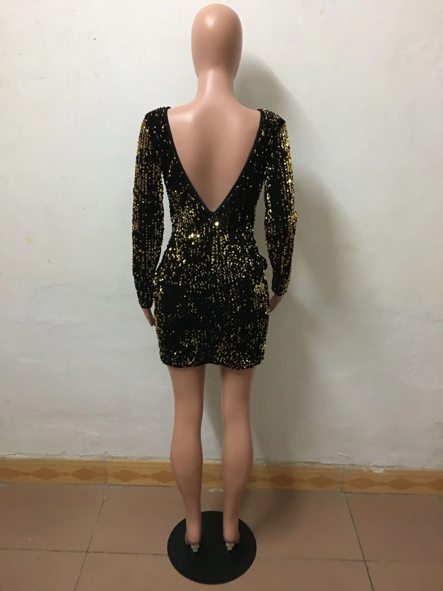 Модные женские bodycon блеск блесток красное платье Сексуальная спинки с длинным рукавом vestidos vestido платья для вечеринок Украина одежда sukienki