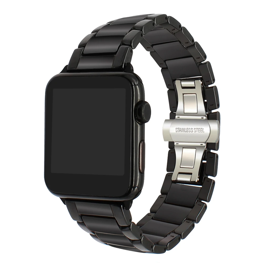 Полный керамический ремешок для часов 38 мм 40 мм 42 мм 44 мм iWatch Apple Watch Series 5 4 3 2 1 Бабочка застежка ремешок браслет