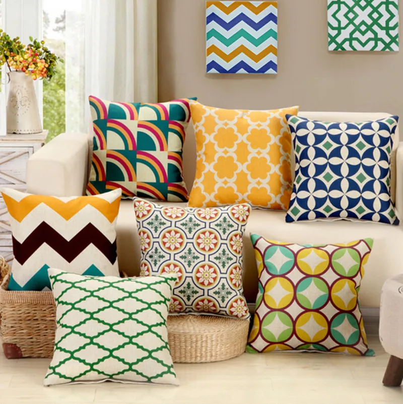 Креативное постельное белье с геометрическим узором хлопковая подушка (без