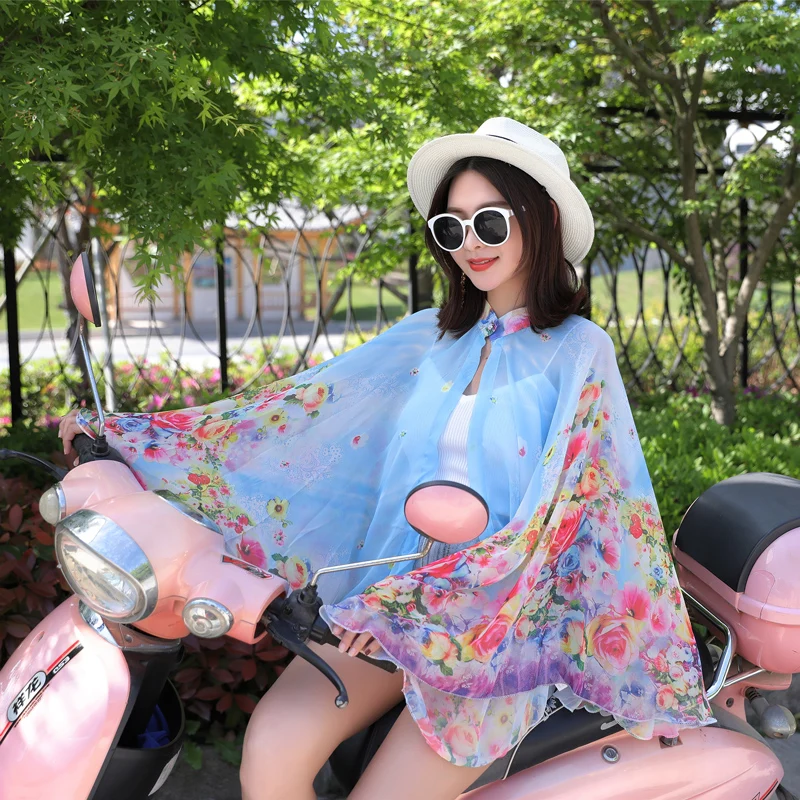 Driving Sunscreen Shawl Summer Travel Outside Soft Fashion Silk Scarf Anti-ultraviolet Sun Shade Tippet Beach Flower Cloak H3007 |