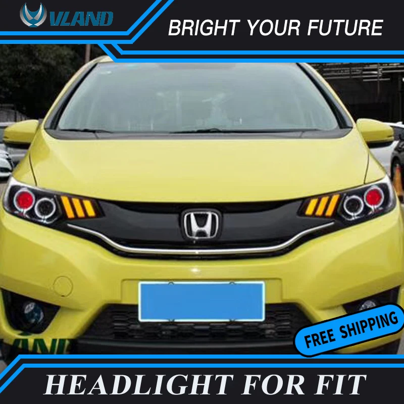 Автомобильная передняя фара для Honda Fit Jazz 2015 2018 светодиодный ные фары ангельские
