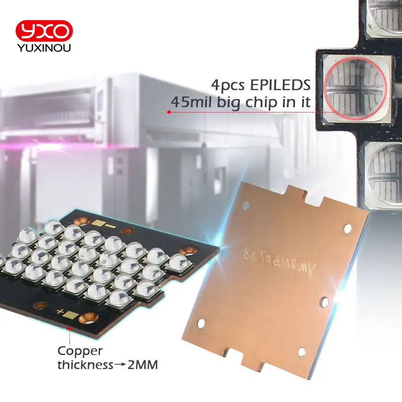 1 шт 250W 500W 1000W 200W UV 395nm 405nm высокое Мощность фиолетовый светодиодный Медь PCB для uv