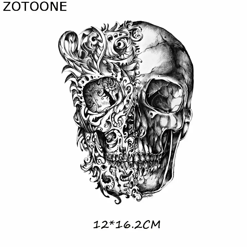 ZOTOONE полоски для одежды в стиле панк с изображением черепа переноса утюгом