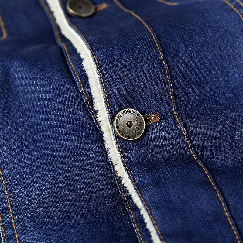 

IN-YESON Brand Fleece Denim Jacket Men New Fashion Retro Thick velvet Jacket jaqueta masculina Blue Jeans Jacket Big Size 4XL