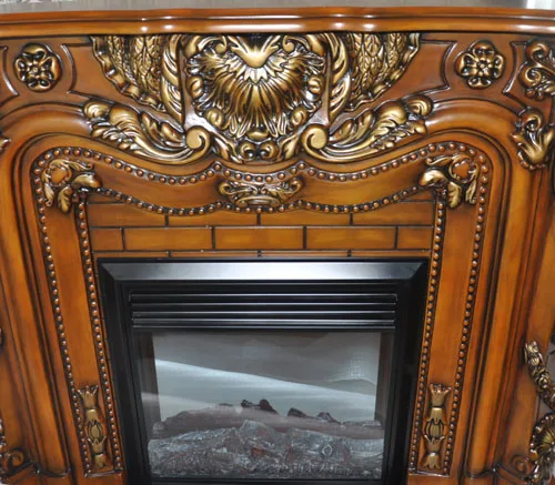 Brown with heater Камин Делюкс W150cm Европейский стиль деревянный каминный Плюс Электрический камин вставка firebox горелка искусственный светодиодный оптический огонь - Цвет: Brown with heater