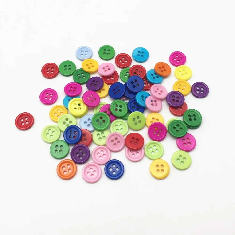 

1000pcs 12mm Mixed Clothing Round 4-Holes Flatback Resin Buttons DIY Handmade Sewing Scrapbooking Accessories