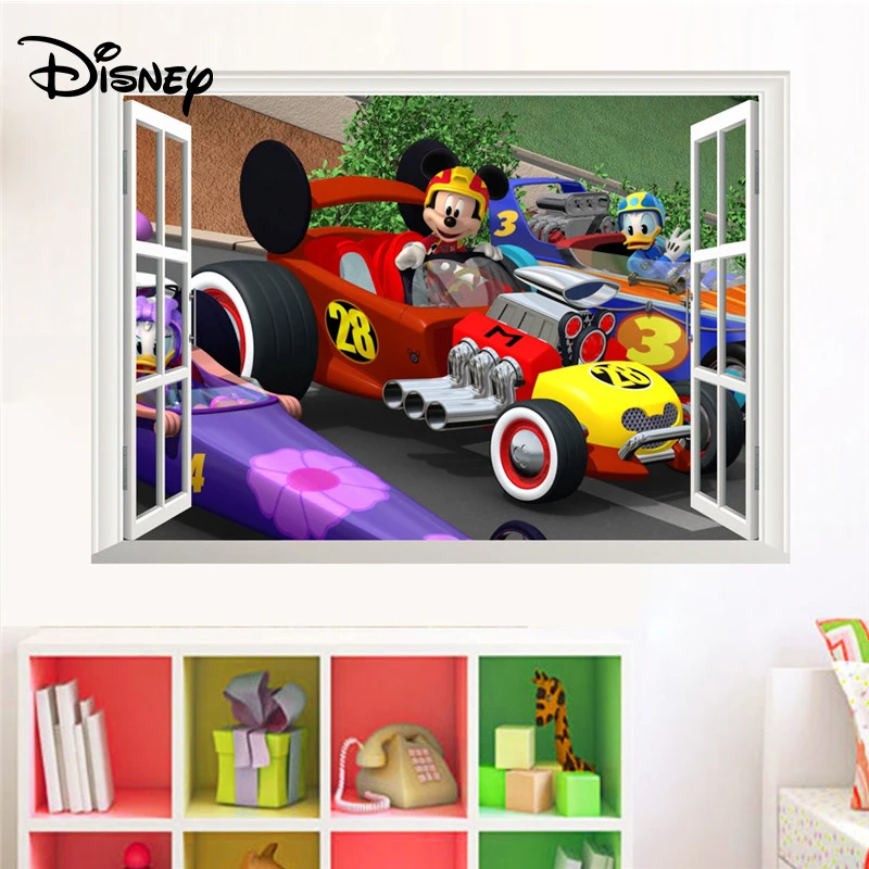 3d стерео стикер Disney Микки Дональд Дак гоночный фон для детской комнаты ТВ