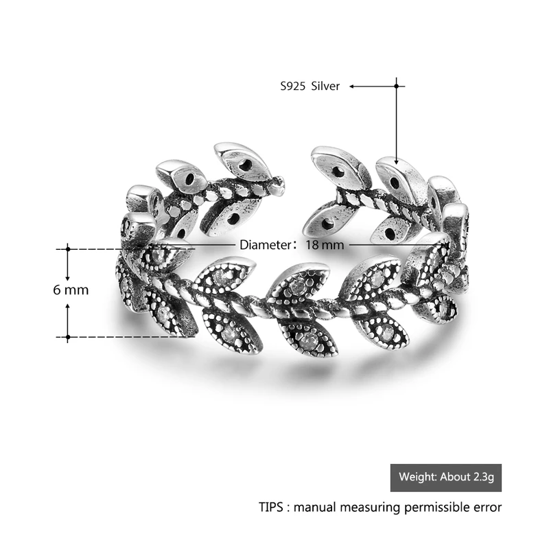 Solid 925 Sterling Silver Ring For WomenTrendy Style Leave Shape Accessories Adjustable Rings On Party (JewelOra RI102712) | Украшения и
