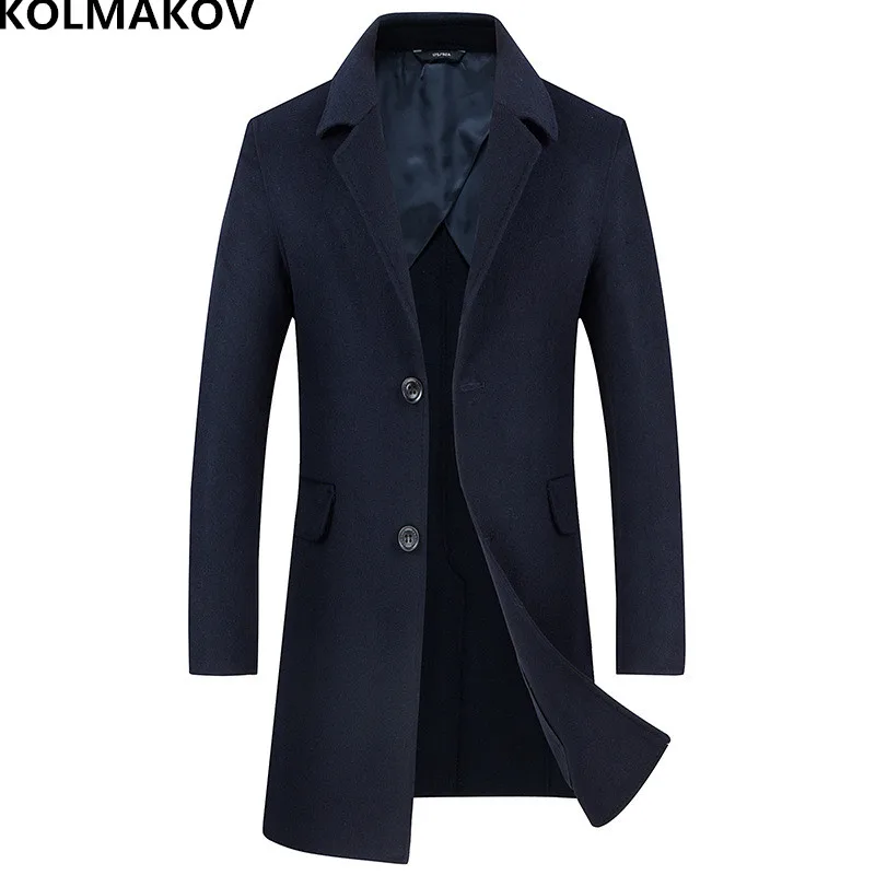 KOLMAKOV 2018 Брендовое мужское зимнее пальто шерстяное куртки длинное двухстороннее