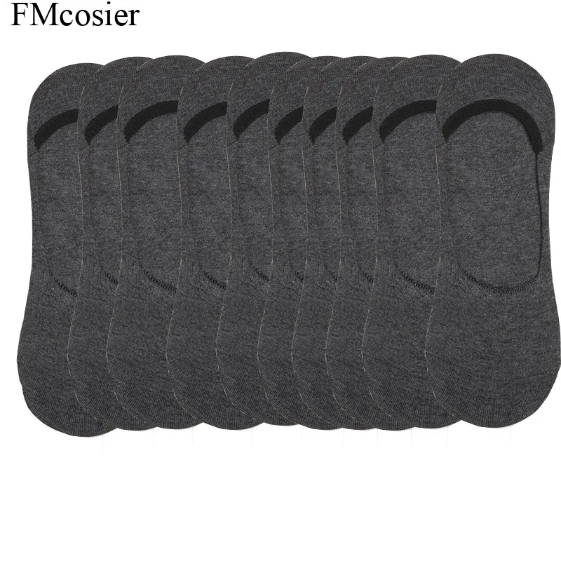 Navy gray 10 пар, летние хлопковые мужские невидимые носки, белые, черные кальцитовые носки, Calcetines Hombre Divertido, большие размеры 46, 47, 45, 44 - Цвет: Navy gray