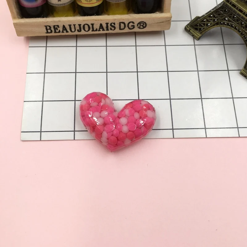 hot pink heart Смола милые очаровательные сердца, кавайные звезды, Смола Flatback Кабошон для волос Лук центр, скрапбукинг, DIY - Цвет: hot pink heart