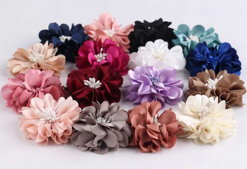 (30 шт./лот) 2 ''мини Роскошная ткань складные матовые цветы искусственный