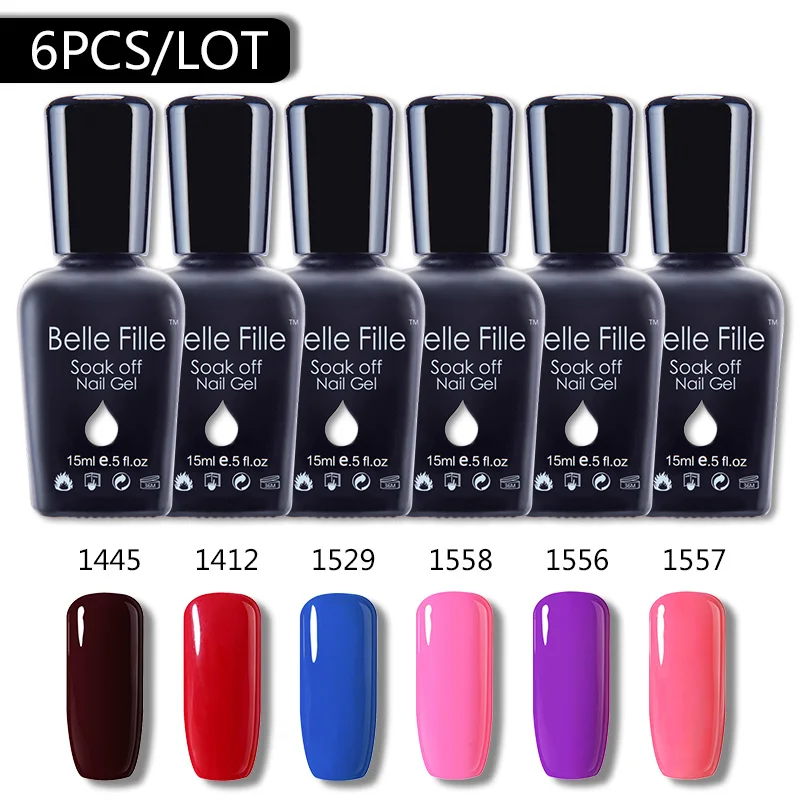 Гель лак для ногтей Belle Fille 15 мл 6 шт./компл. основа полировки Esmalte Semipermanente Prime