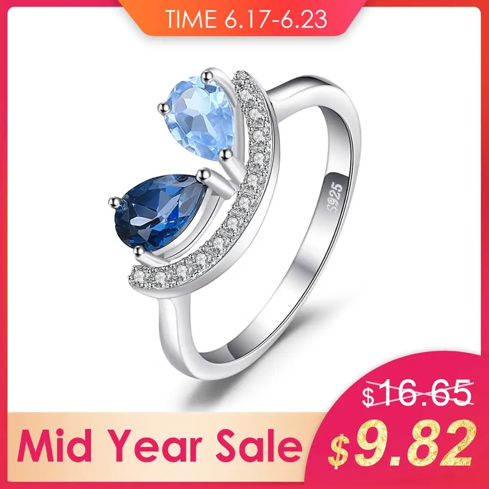 Jewelrypalace Мода 1 ct груша Природный Голубой топаз и Лондон кольцо стерлингового