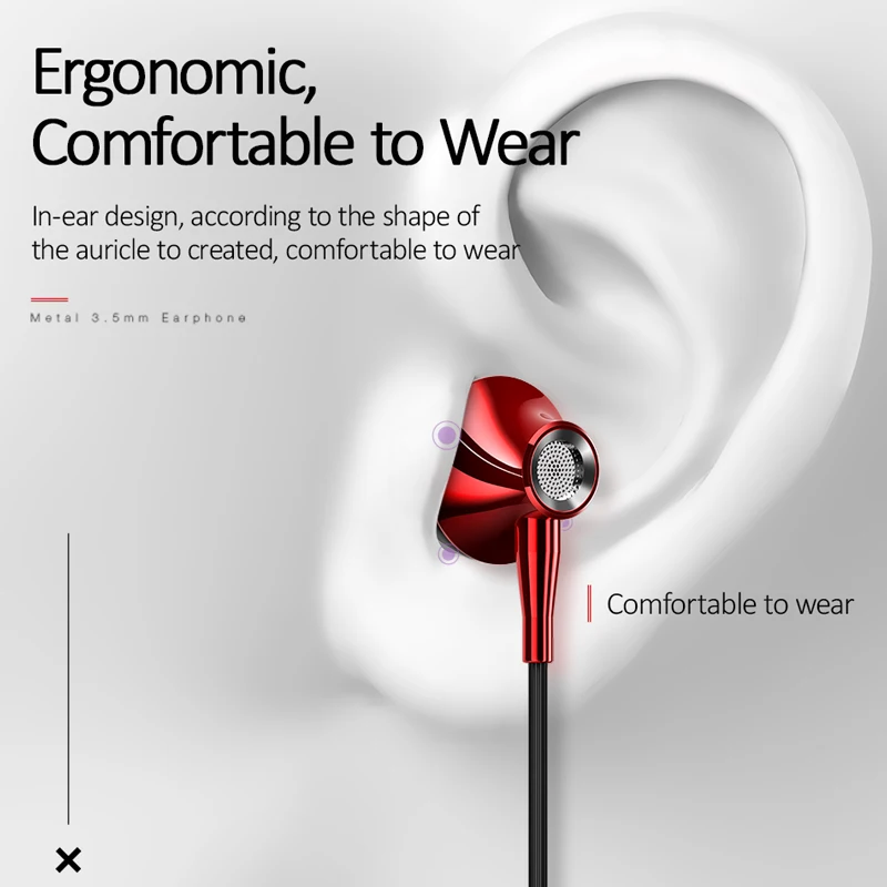 USAMS In ear 3 5 мм аудио наушники Металлические Hifi Проводная гарнитура микрофон 4D