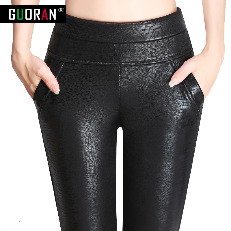 Большие размеры 4XL женские кожаные штаны леггинсы из искусственной кожи