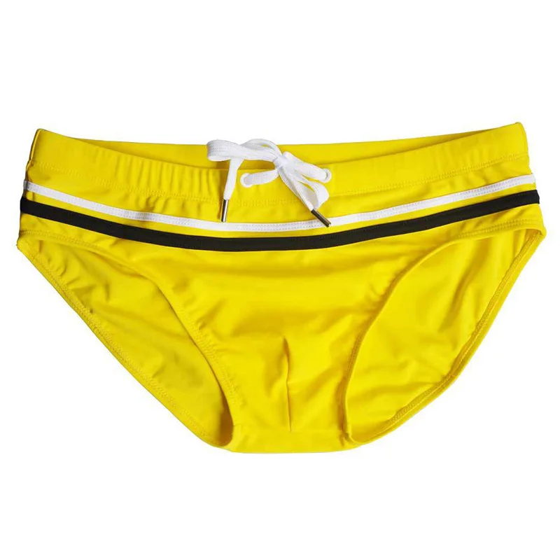 Мужские трусы бикини с заниженной талией белые или желтые купальный костюм для