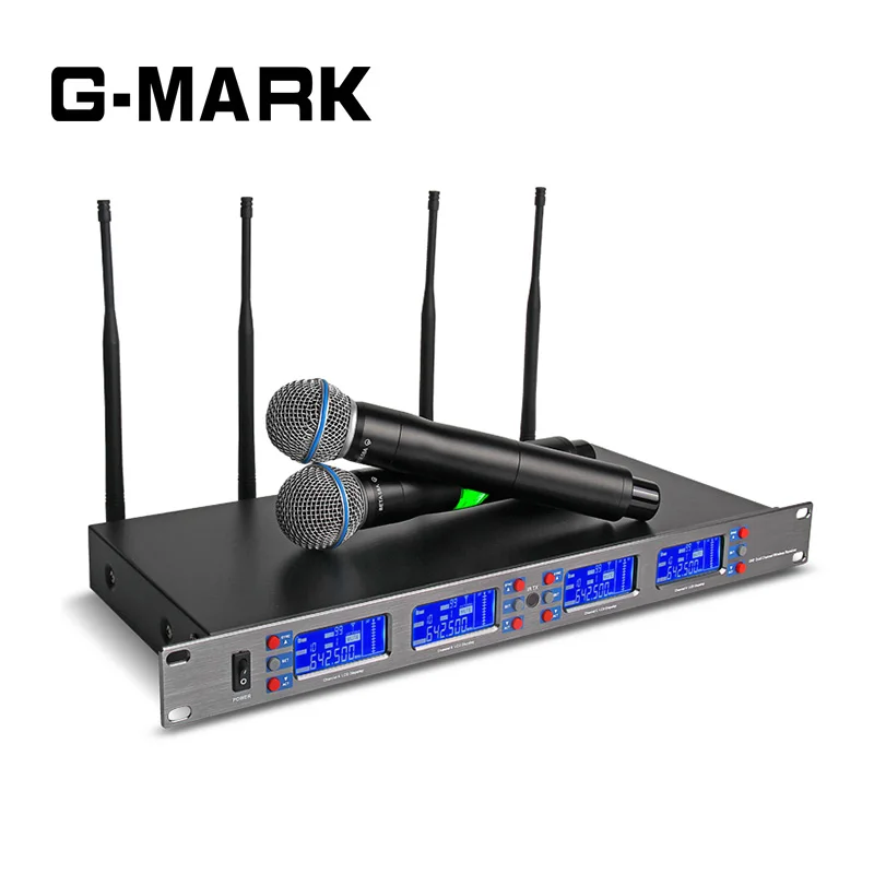 G MARK Профессиональный 4 ручной микрофон для караоке беспроводная система с