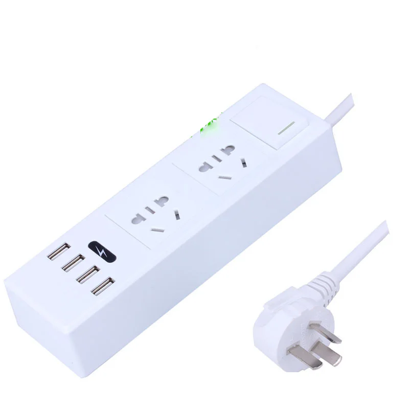 Удлинитель с 4 USB портами для зарядки штепсельная вилка стандарта США ЕС и