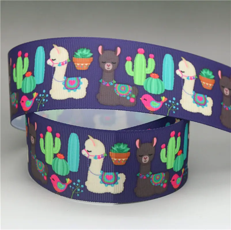 DHK 1 5 '✐ ярдов Альпака кактус Печатный grosgrain ленточный аксессуар бант для