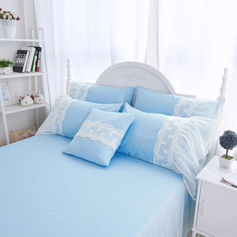 Комплект постельного белья из 100% хлопка с белым кружевом и