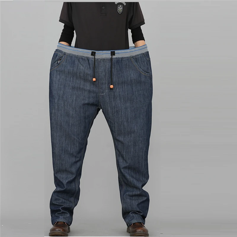 Джинсы мужские с эластичной талией Большие размеры Полная длина джинсы очень